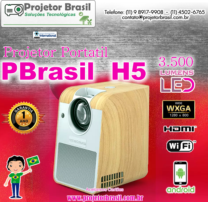 Projetor Portátil Novo Design PBrasil H5 Brasil